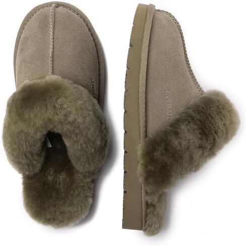 Women Raven Slippers Womens Warm Winter Sheepskin Suede Mule in Saudi Arabia