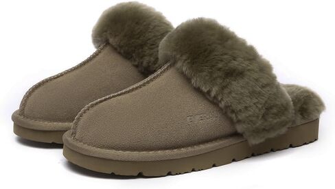 Women Raven Slippers Womens Warm Winter Sheepskin Suede Mule in Saudi Arabia
