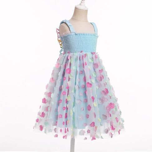 IBTOM CASTLE Toddler Girls Butterfly Dress with Wing Spaghetti Straps Smocked Gradient Tulle Tutu Princess Birthday Sundress in Saudi Arabia