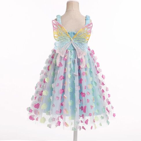 IBTOM CASTLE Toddler Girls Butterfly Dress with Wing Spaghetti Straps Smocked Gradient Tulle Tutu Princess Birthday Sundress in Saudi Arabia
