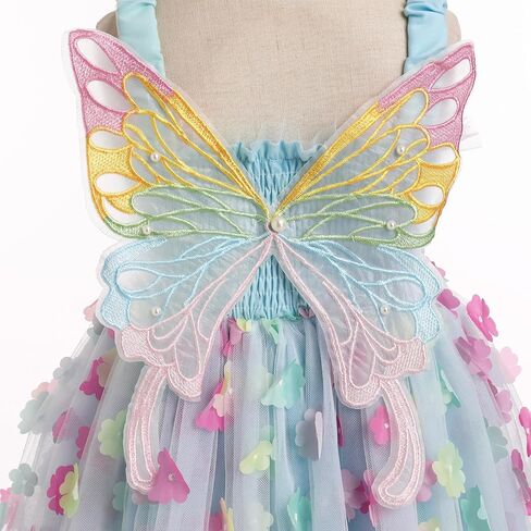 IBTOM CASTLE Toddler Girls Butterfly Dress with Wing Spaghetti Straps Smocked Gradient Tulle Tutu Princess Birthday Sundress in Saudi Arabia