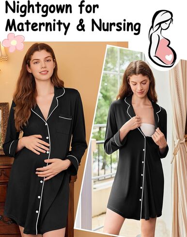 Ekouaer Lightgowns for Women Long Sleeve Nightshirt Button Down Sleepshirt Nightdress Boyestwear Sleepwear S-XXXL in Saudi Arabia