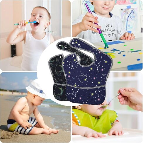 Kawaii Frog Seamless Cute Baby Bibs Set Of 2 Packs For 6-24 Months Waterproof Washable Fabric For Boys Girls in Saudi Arabia