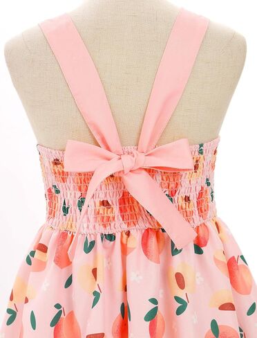 Obeeii Toddler Girls Cow/Strawberry/Bee/Peach Print Bruck Dress Dress Dressal Birthdy Party Tutu مع عصابة الرأس in Kuwait