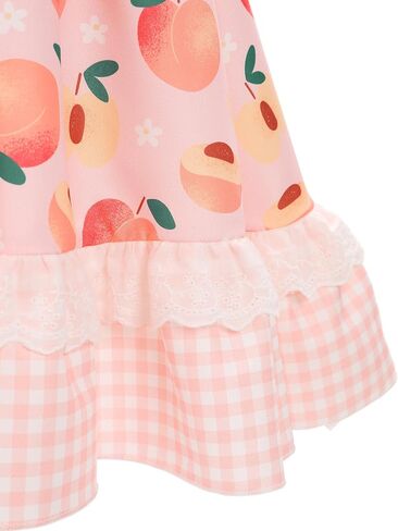 Obeeii Toddler Girls Cow/Strawberry/Bee/Peach Print Bruck Dress Dress Dressal Birthdy Party Tutu مع عصابة الرأس in Kuwait