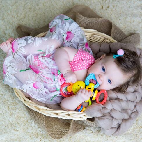 KiddoLab Twist & Rattle Musical Bee Light-Up Toy and Teething Ring for Toddlers - Sensory Chew and Fine Motor Skills Toy for Newborn - Baby Rattle and Teething Toys for 3+ Months Babies in Saudi Arabia
