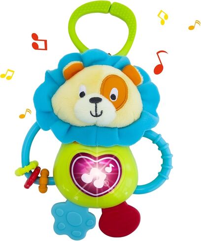 KiddoLab Twist & Rattle Musical Bee Light-Up Toy and Teething Ring for Toddlers - Sensory Chew and Fine Motor Skills Toy for Newborn - Baby Rattle and Teething Toys for 3+ Months Babies in Saudi Arabia