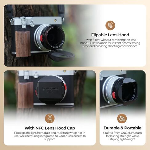 Freewell The Real Lens Hood - CPL/Mist Filter, Flipable, Touchless Operation for Fuji GFX100RF (Black) in Saudi Arabia