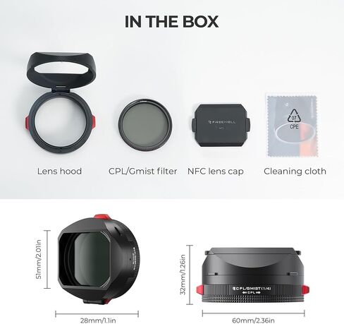 Freewell The Real Lens Hood - CPL/Mist Filter, Flipable, Touchless Operation for Fuji GFX100RF (Black) in Saudi Arabia