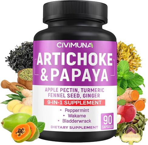 CIVIMUNA Artichoke Capsules 6650mg - Artichoke, Papaya, Apple Pectin - 3 Months Supply in Saudi Arabia