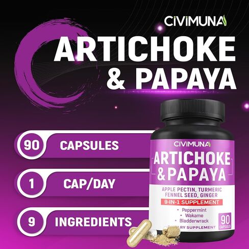 CIVIMUNA Artichoke Capsules 6650mg - Artichoke, Papaya, Apple Pectin - 3 Months Supply in Saudi Arabia