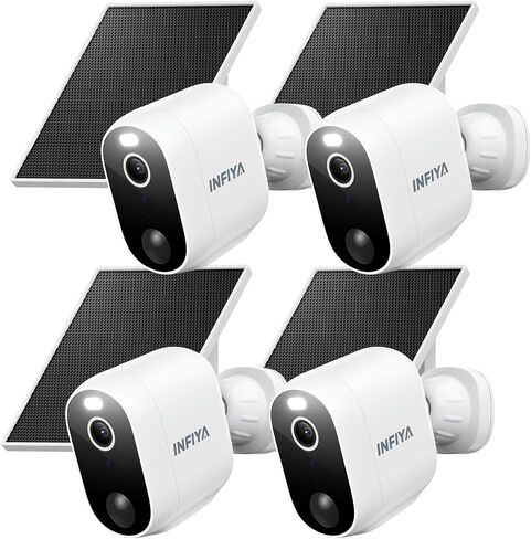 INFIYA Security Cameras Wireless Outdoor, Solar & Battery Powered, 4Pack | AI Human Detection, Instant Alert, Light & Siren, Color Night Vision, 2-Way Talk, SD Storage, Works with Alexa, 2.4G Wi-Fi in Saudi Arabia