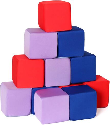 12-Pack 5 Inch Foam Cubes, Soft Play Pit Fillers for Indoor Games, Trampoline & Rock Climbing Mats - 6 Colors (Yellow/Green/Blue/Pink/Purple/Orange) in Saudi Arabia