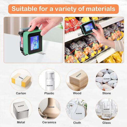 طابعة الحبر المحمولة المحمولة المحمولة - Compact & Lightweight | يطبع الباركود/التواريخ/الشعارات/الرسومات | يستخدم خراطيش العلامة التجارية IUT المتميزة (صنع في تايوان) in Saudi Arabia