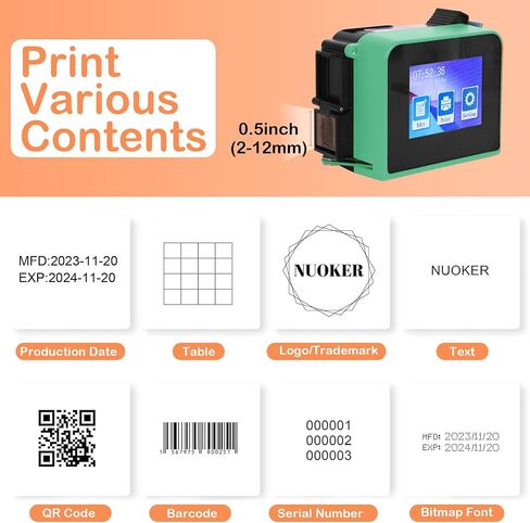 طابعة الحبر المحمولة المحمولة المحمولة - Compact & Lightweight | يطبع الباركود/التواريخ/الشعارات/الرسومات | يستخدم خراطيش العلامة التجارية IUT المتميزة (صنع في تايوان) in Saudi Arabia