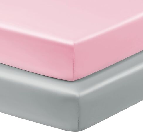 Horbaunal 2 Pack Satin Pack n Play Sheets, Blush Pink & Violet | Silky Mini Crib Sheets, 38" x 24" x 5", for Baby with Sensitive Hair and Skin, Baby Playard Sheet Protector in Saudi Arabia