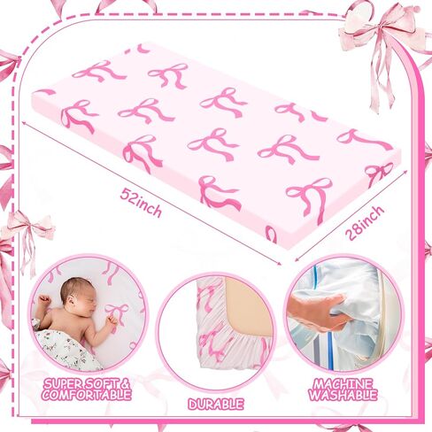 4 حزمة Coquette Pink Bows Baby Crib Sheet 52 '× 28' 'أقواس الوردي المجهز ورقة مرتبة السرير coquett in Kuwait