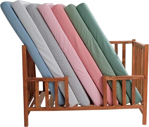 GOTS Organic 2 X Crib Sheets - 190 GSM Shicay & Soft Love Love - Sterged Organic Costton Cotton (Forest Green + Sage Green ، Crib Sheets - 2 Pack) in Kuwait
