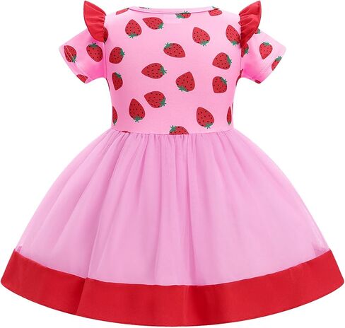 Idopip Toddler Baby Girls Birthdy Dress Strawberry Cow Bee Cake Smash Party Bowknot Tutu Dress مع ملابس عصابة الرأس in Kuwait