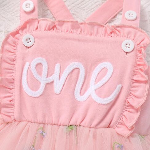 IMEKIS Baby Girls 1st Birthday Outfit Embroidered Floral Tulle Boho Romper Dress Headband Cake Smash Photo Shoot in Saudi Arabia