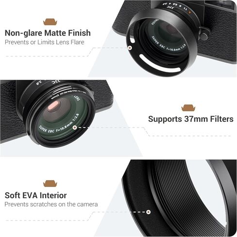 JJC Metal Lens Hood Sun Sun مع حلقة محول مرشح 37 مم لـ Fuji Fujifilm X Half Xhalf Digital Camera ، محول العدسة نصف الكاميرا X in Saudi Arabia