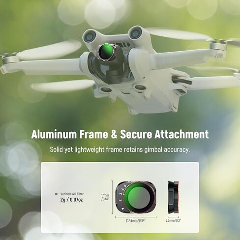 NEEWER Variable ND Filter Compatible with DJI Mini 3 Pro, ND2-32 1-5 Stops Snap On Multicoated HD Optical Glass Metal Slim Frame Drone Camera Lens Accessories for Aerial Photography Video Recording in Saudi Arabia
