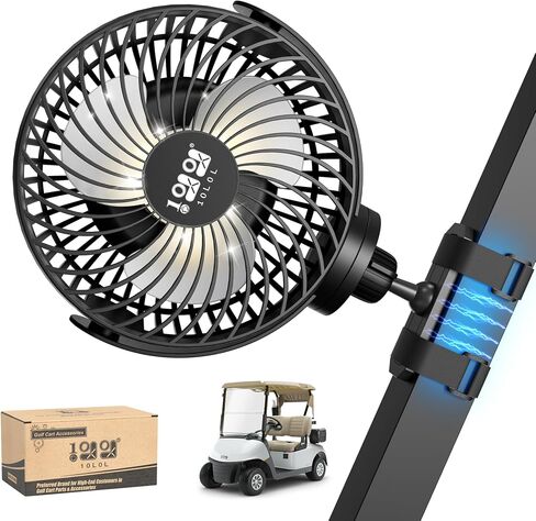 10L0L Magnetic Golf Cart Fan Rechargeable with Flexible Tripod Mount - 10000mAh Battery Operated Portable Fan 360° Rotatable Head, Fits for Yamaha/EZGO/Club Car Golf Cart with LED Light in Saudi Arabia