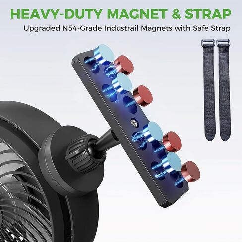 10L0L Magnetic Golf Cart Fan Rechargeable with Flexible Tripod Mount - 10000mAh Battery Operated Portable Fan 360° Rotatable Head, Fits for Yamaha/EZGO/Club Car Golf Cart with LED Light in Saudi Arabia