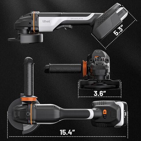 Litheli 20V Brushless Cordless Angle Grinder, 4.9-Inch Variable Speed Grinder with Battery & Charging Cord, Max 8500 RPM, for Metal, Wood, Tile (Adapter Not Included) in Kuwait
