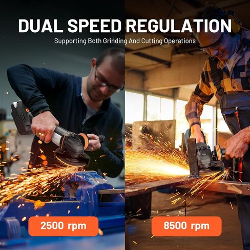 Litheli 20V Brushless Cordless Angle Grinder, 4.9-Inch Variable Speed Grinder with Battery & Charging Cord, Max 8500 RPM, for Metal, Wood, Tile (Adapter Not Included) in Kuwait