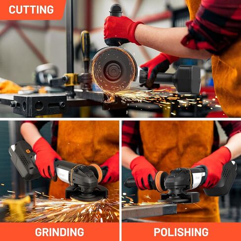 Litheli 20V Brushless Cordless Angle Grinder, 4.9-Inch Variable Speed Grinder with Battery & Charging Cord, Max 8500 RPM, for Metal, Wood, Tile (Adapter Not Included) in Kuwait