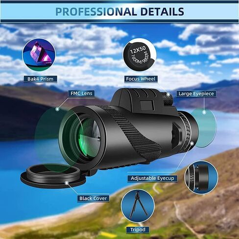 تلسكوب أحادي 80 × 100 أحاديات عالية الطاقة للبالغين متوافقين مع الهواتف الذكية ويمكن أن تشاهد الطيور النجوم في الهواء الطلق المشي لمسافات طويلة في التخييم حفلات ليلية الرؤية أحادية in Kuwait