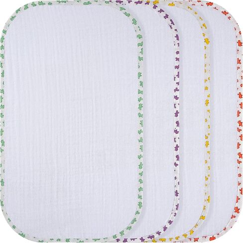 Mama's Baby - Muslin Burp Cloths مجموعات لغسيل اليد للجنسين بنسبة 100 ٪ للطفل للأطفال ، أساسيات الأطفال المثالية للطفل المولود للأطفال المولودات حديثي الولادة/المريلة (Hippo Mixcolor ، 4 عبوات ، 20 "× 10") in Kuwait