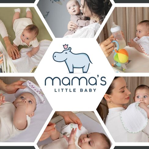 Mama's Baby - Muslin Burp Cloths مجموعات لغسيل اليد للجنسين بنسبة 100 ٪ للطفل للأطفال ، أساسيات الأطفال المثالية للطفل المولود للأطفال المولودات حديثي الولادة/المريلة (Hippo Mixcolor ، 4 عبوات ، 20 "× 10") in Kuwait