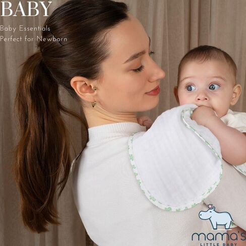 Mama's Baby - Muslin Burp Cloths مجموعات لغسيل اليد للجنسين بنسبة 100 ٪ للطفل للأطفال ، أساسيات الأطفال المثالية للطفل المولود للأطفال المولودات حديثي الولادة/المريلة (Hippo Mixcolor ، 4 عبوات ، 20 "× 10") in Kuwait