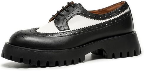 Beau Today Women's Oxfords ، منصة Oxfords للنساء ، أحذية الراحة في Wingtip Brogue ، أحذية Oxford من الجلد المكتن in Kuwait