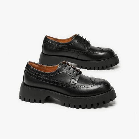 Beau Today Women's Oxfords ، منصة Oxfords للنساء ، أحذية الراحة في Wingtip Brogue ، أحذية Oxford من الجلد المكتن in Kuwait