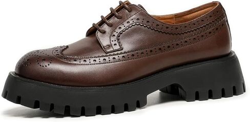 Beau Today Women's Oxfords ، منصة Oxfords للنساء ، أحذية الراحة في Wingtip Brogue ، أحذية Oxford من الجلد المكتن in Kuwait