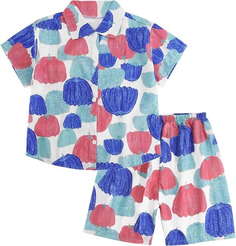 Kids Hawaiian Outfits Summer Toddler Boys 2 Piece Short Set in Saudi Arabia