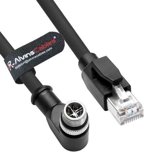 كابلات ألفين M12 X Code 8 موضع إلى كابل إيثرنت RJ45 لـ Cognex in Sight 8200 8400 Series سلك محمي للكاميرا الصناعية IP67 مقاوم للماء 6.5 قدم/2 متر in Kuwait