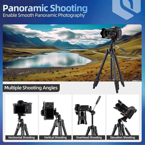 Fotopro 74-Inch Camera Tripod with Detachable 3-Way Pan-Tilt Head & Smartphone Mount Aluminum Alloy Max Load Capacity 3kg DIGI-9900 in Saudi Arabia
