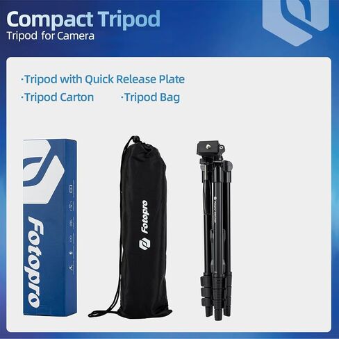 Fotopro 74-Inch Camera Tripod with Detachable 3-Way Pan-Tilt Head & Smartphone Mount Aluminum Alloy Max Load Capacity 3kg DIGI-9900 in Saudi Arabia