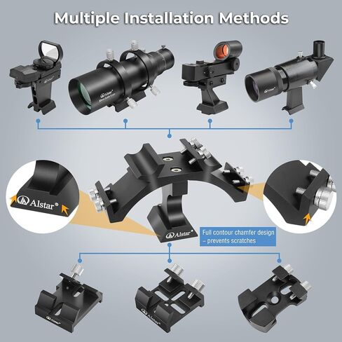 Alstar 70mm Compact Deluxe Finder & Guidescope - Bundle with - Universal Dovetail Base & Finder Scope Holder in Saudi Arabia