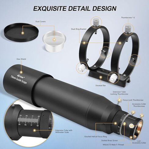 Alstar 70mm Compact Deluxe Finder & Guidescope - Bundle with - Universal Dovetail Base & Finder Scope Holder in Saudi Arabia