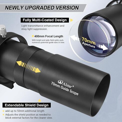Alstar 70mm Compact Deluxe Finder & Guidescope - Bundle with - Universal Dovetail Base & Finder Scope Holder in Saudi Arabia