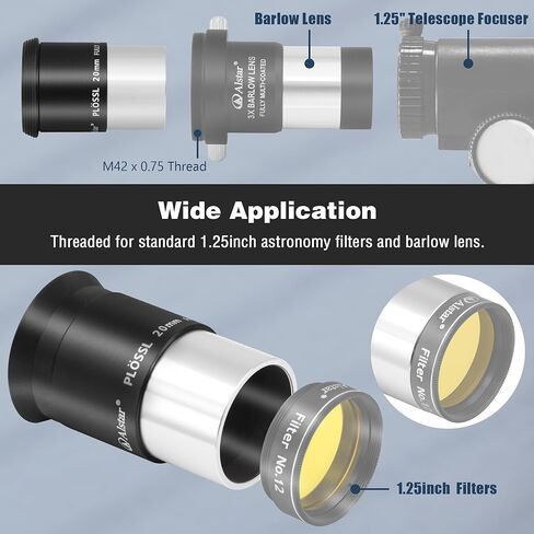Alstar 70mm Compact Deluxe Finder & Guidescope - Bundle with - 1.25 Inch Plossl Telescope Eyepiece Set in Saudi Arabia