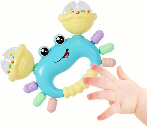 لعبة Crab Crab Dattle - مادة ABS ، لعبة سلطعون على شكل سلطعون باليد للرضع ، قبضة التعليم المبكر ولعبها الذكي للبنين والبنات حديثي الولادة (345 أ) (أصفر) (أصفر) in Kuwait