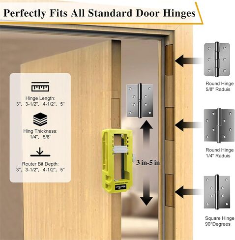Door Hinge Jig, Door Hinge Template for Router,Door Hinge Tool Fits for Door Hinges from 3" to 5" Length and Types of Sqaure, Radius 1/4" or Radius 5/8".（Green） in Kuwait