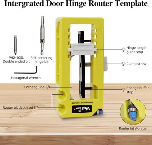 Door Hinge Jig, Door Hinge Template for Router,Door Hinge Tool Fits for Door Hinges from 3" to 5" Length and Types of Sqaure, Radius 1/4" or Radius 5/8".（Green） in Kuwait