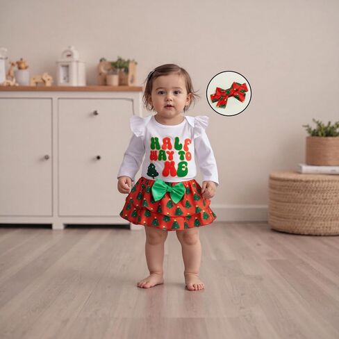 Half Birthday Outfit Baby Girl Romper Ruffle Bloomer Shorts Headband Set 1/2 Birthday Outfit Strawberry Clothes in Saudi Arabia
